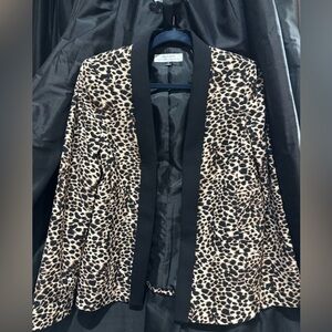 Tahari Leopard Print Blazer with Black Trim